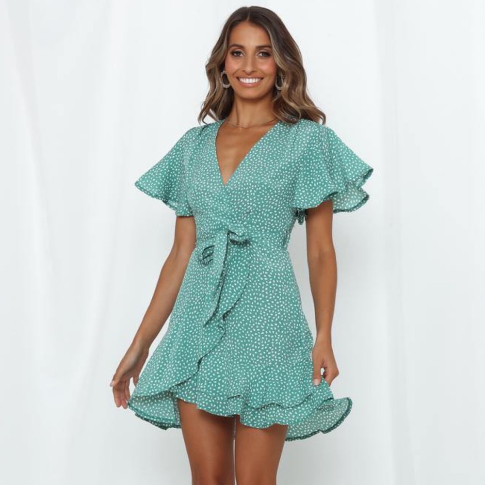 Hot and Cold Green Mini Dress Hello Molly